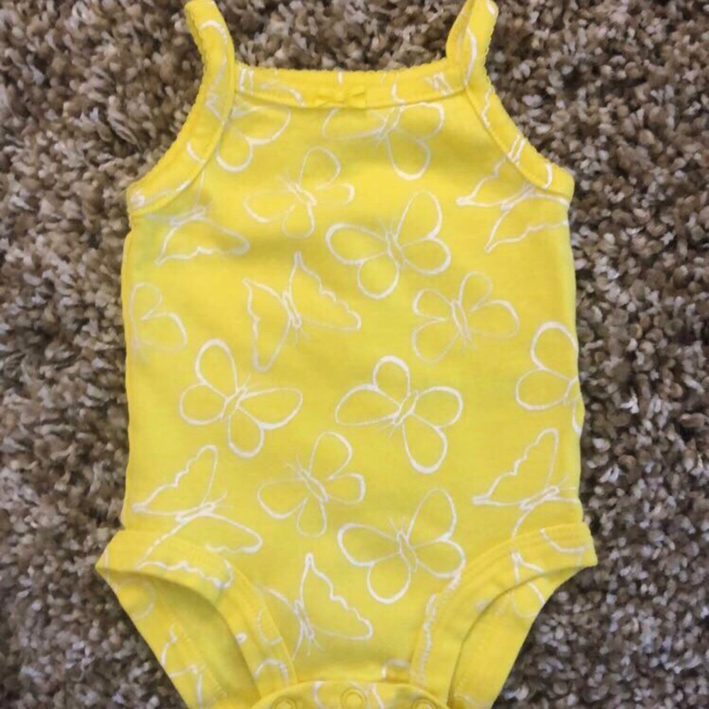 New Born yellow butterfly tank top onesie